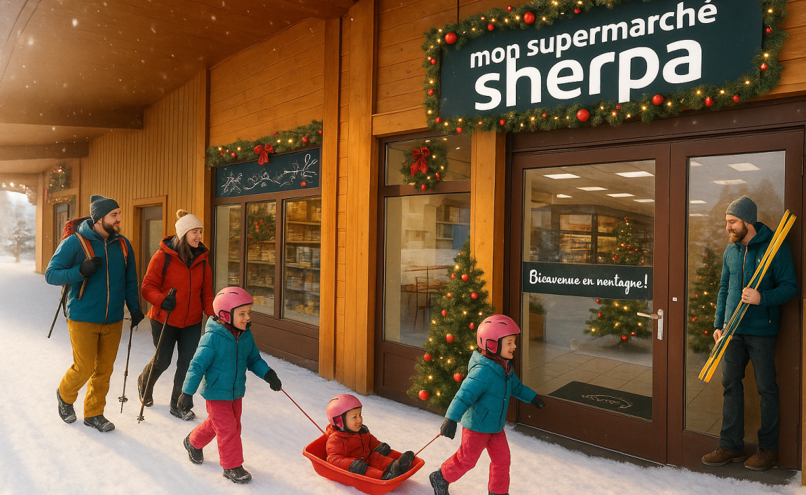 Sherpa supermarket Manigod - col de merdassier winter entrance