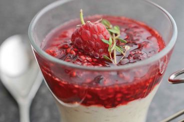 Classic rice pudding with pan-fried raspberries and wild thyme recipe