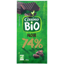CASINO Chocolat noir bio 74% dégustation Bio - 100g