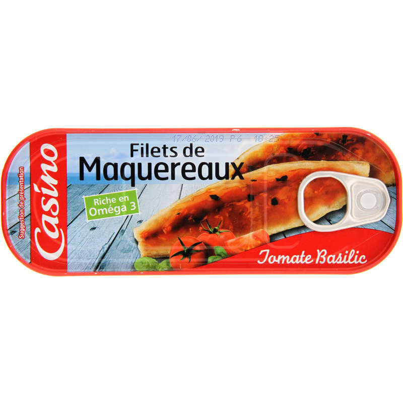 CASINO Filets de maquereaux à la sauce tomate et au basilic - 169g