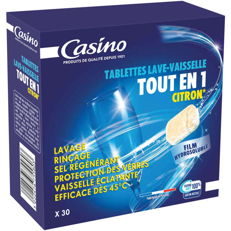Casino Tablettes Lave-Vaisselle - Tout En 1 - Citron - X30