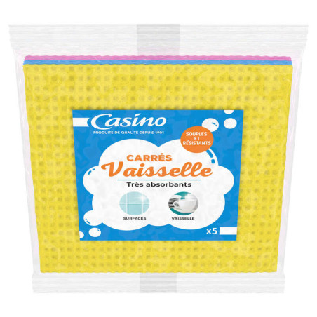 Casino Carrés vaisselle - Très absorbants - Eponges - x5
