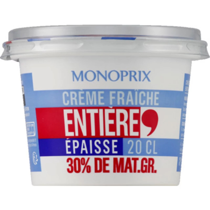 MONOPRIX Crème fraîche entière épaisse 30%MG - 20cl