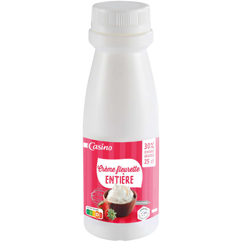 CASINO Crème fleurette Entière 30% Mg - 25cl