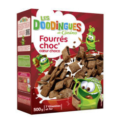 CASINO Céréales fourrées Choc' cœur choco - 500g