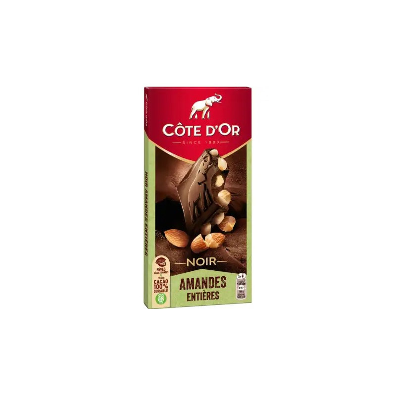 COTE D'OR Tablette Chocolat Noir aux Amandes Entières - 180g