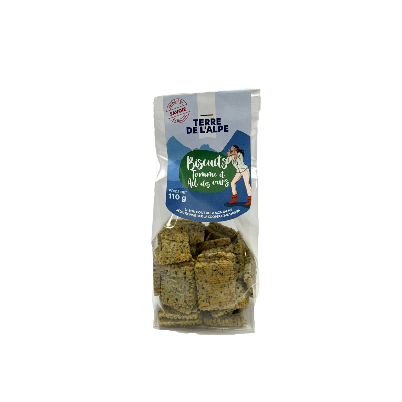 TERRE DE L'ALPE Biscuits Apéritifs Tomme et Ail des Ours - 110g