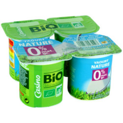 CASINO Yaourt nature 0% MG Bio - 4x125g