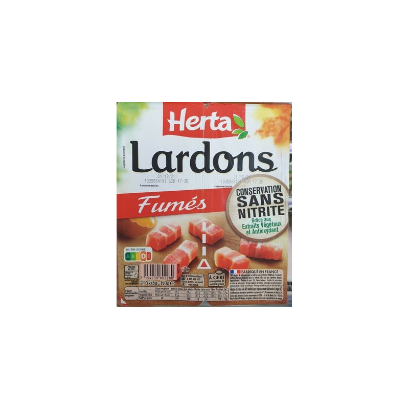 HERTA Lardons fumés sans Nitrite - 2x75g