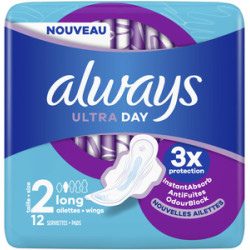 ALWAYS Always ultra jour serviettes long taille 2 ailettes - x12