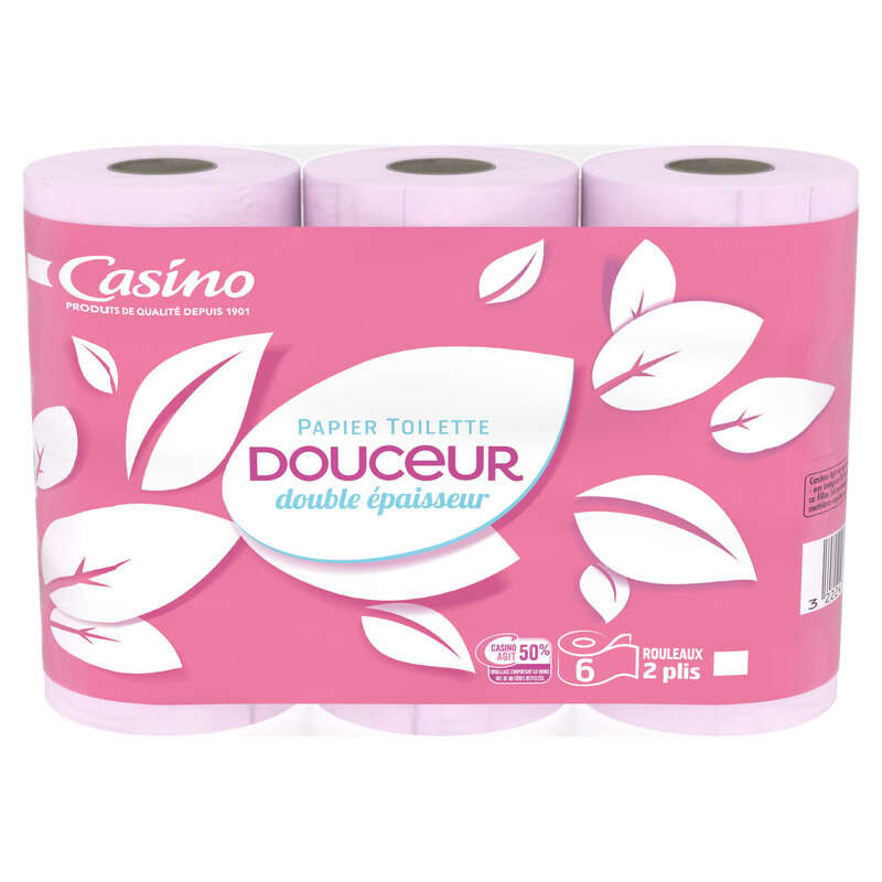CASINO Papier Toilette Douceur Double Épaisseur Rose - x6