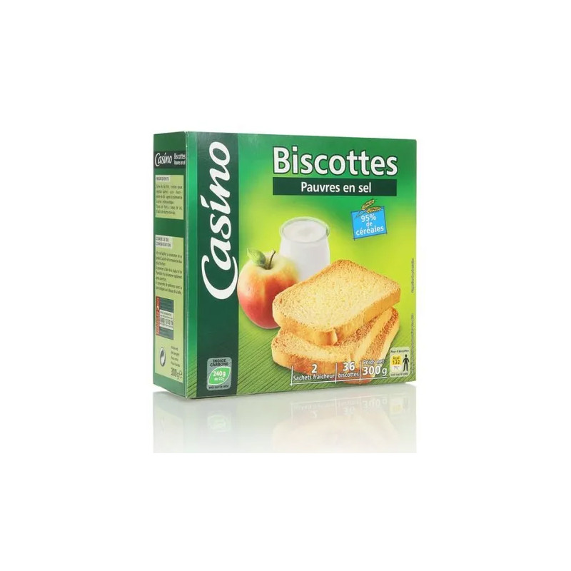 CASINO Biscottes sans sel 36 tranches - 300g