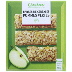 CASINO Barres céréales pommes vertes - 125g
