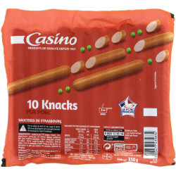 CASINO Knacks - x10 - Pur porc - 350g