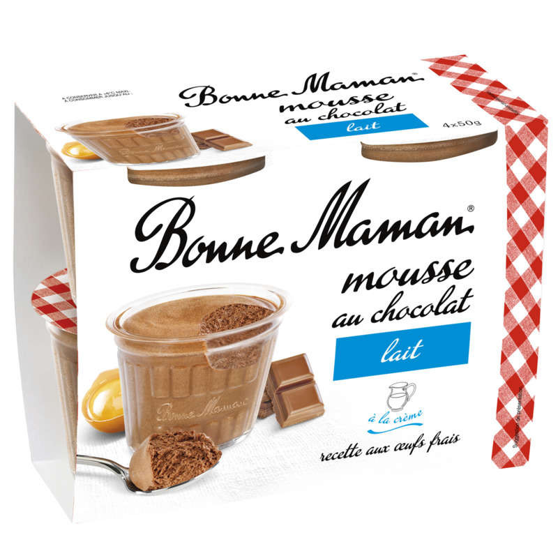BONNE MAMAN Mousse Chocolat Lait - 4x50g