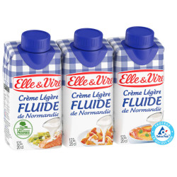 ELLE & VIRE Crème Légère Fluide de Normandie 12% Mg - 3x20cl