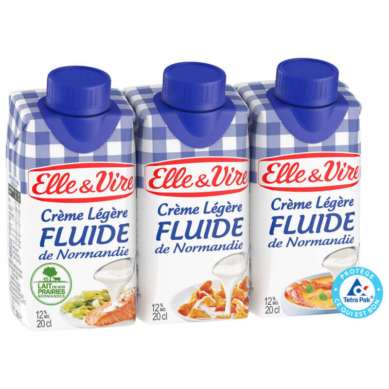 ELLE & VIRE Crème Légère Fluide de Normandie 12% Mg - 3x20cl