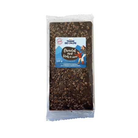 TERRE DE L'ALPE Tablette Chocolat Noir Eclats de Cacao