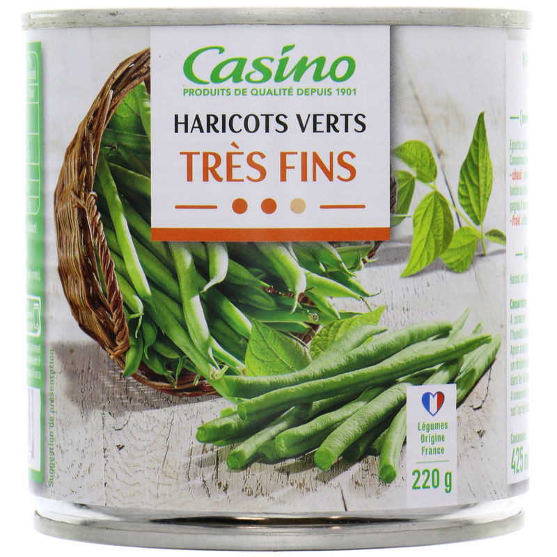 CASINO Haricots verts très fins - 220g