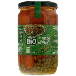 CASINO Petits pois carottes rondelles Bio - 72cl