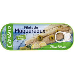 CASINO Filets de maquereaux citron olive - 176g