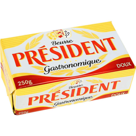 Président Beurre Gastronomique doux 82% Mg Plaquette 250g