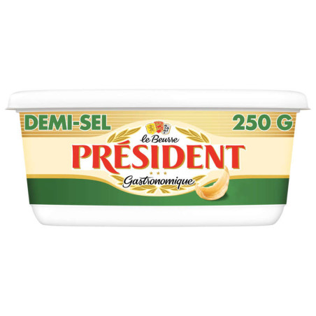 Président Beurre gastronomique demi sel 80% Mg 250g