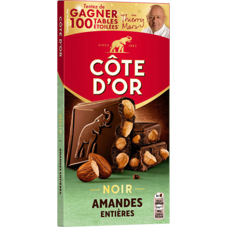 Côte D'Or Tablette Chocolat Noir Aux Amandes Entières 180g