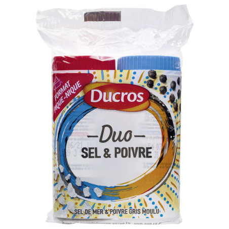 Ducros Duo de 2 tubes Sel marin & Poivre Gris Moulu 68g