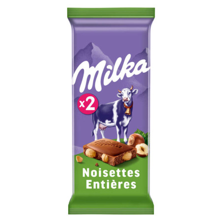Milka Tablette Chocolat Au Lait Et Aux Noisettes Entières 2x100g