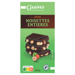 Casino Tablette de chocolat noir - Noisettes Entières - 200g