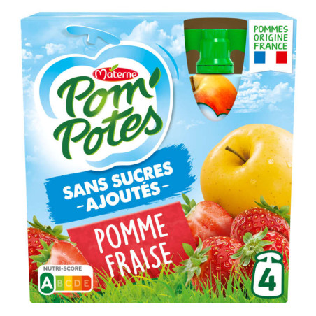 Pom'Potes Compote Pomme Fraise 4x90g