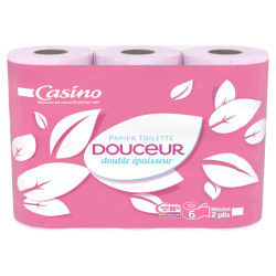 Casino Papier Toilette - Douceur - Double Épaisseur - Rose - X6