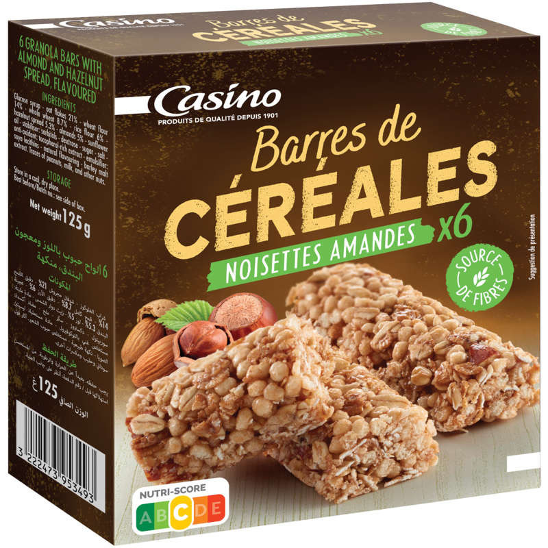 Casino Barres de céréales - Amandes - Noisettes - 125g