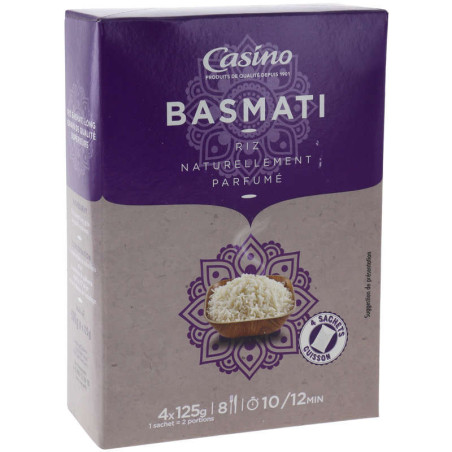 Casino Riz - Basmati - Naturellement parfumé - Sachets cuisson - 4x125g