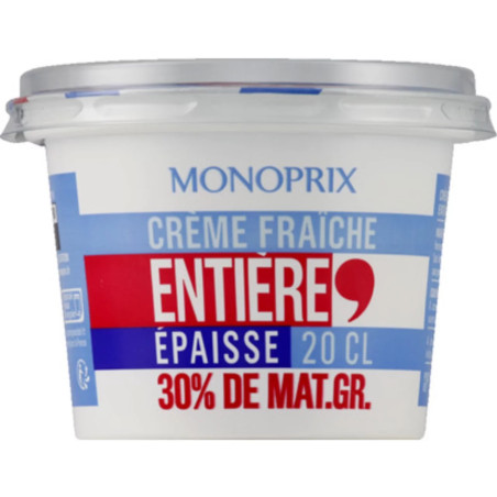 Crème fraîche entière épaisse 30%MG - 20cl