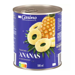 CASINO Ananas tranches entières - 340g