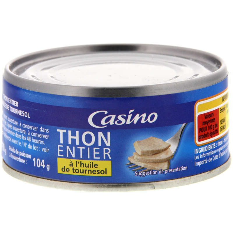 CASINO Thon entier à l'huile de tournesol - 160g