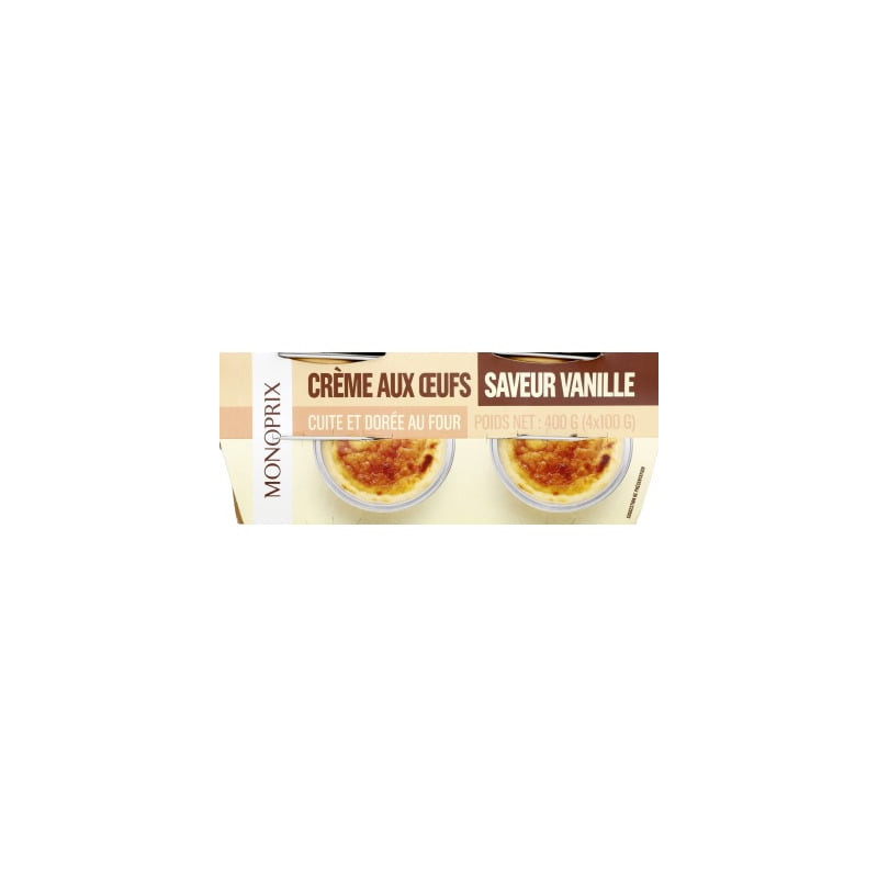 MONOPRIX Crème aux œufs saveur vanille - 4x100g