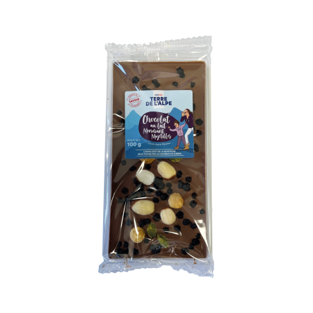 TERRE DE L'ALPE Tablette Chocolat Lait Mendiant Myrtille