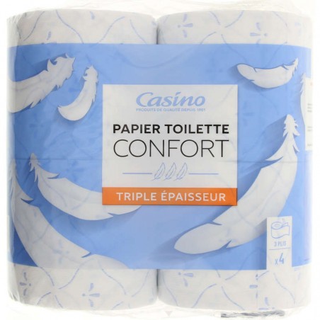 Papier toilette 3 plis blanc/bleu - x4