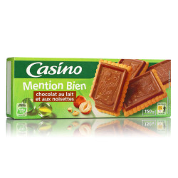 CASINO Biscuits chocolat au lait et aux noisettes - 150g