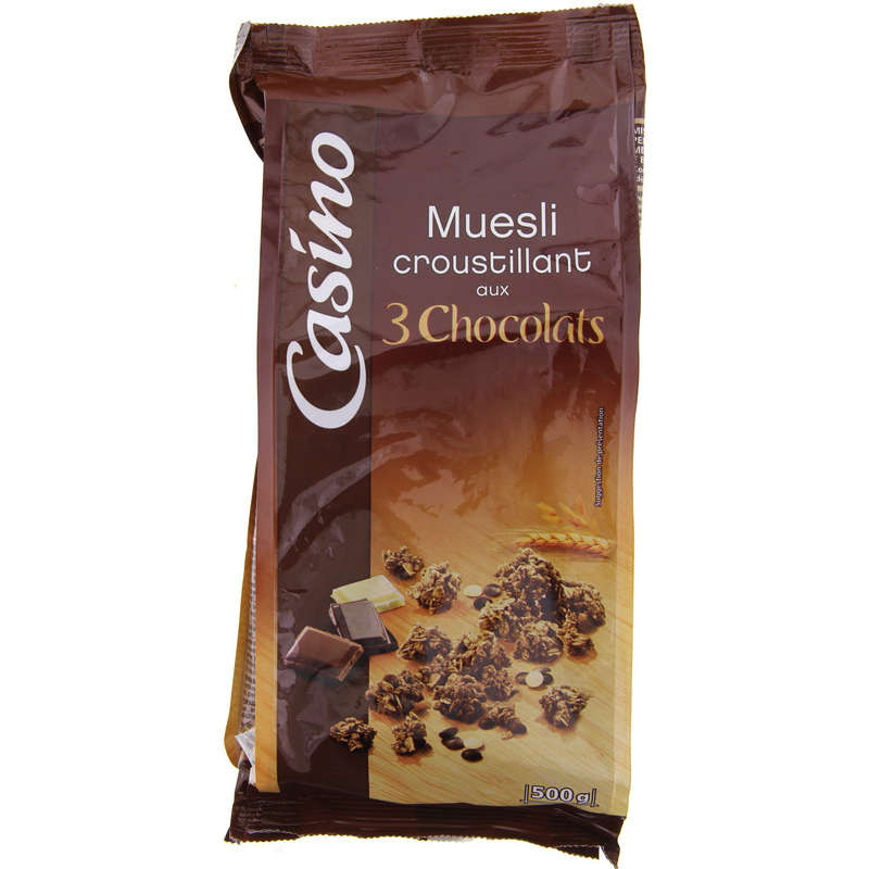 CASINO Muesli croustillant 3 chocolats - 500g