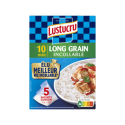 LUSTUCRU Riz long grain sachet cuisson 10 minutes - 5x90g