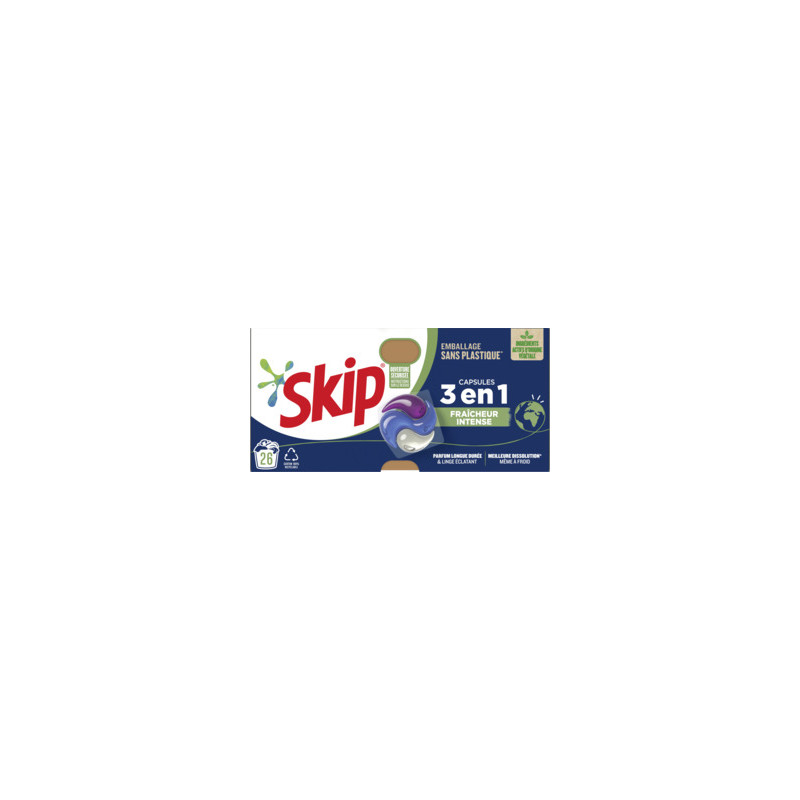 SKIP Lessive Capsules 3 En 1 Fraîcheur Intense X26 - 551g