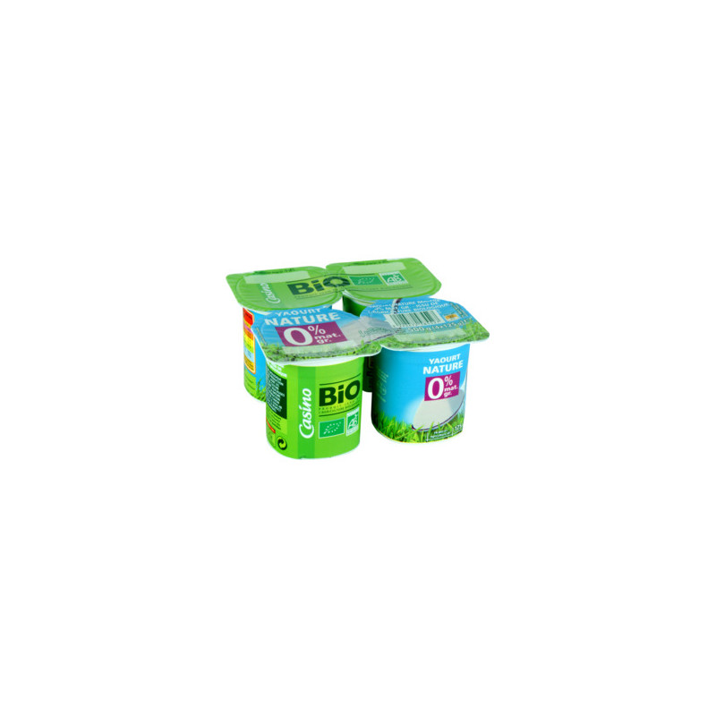 CASINO Yaourt nature 0% MG Bio - 4x125g
