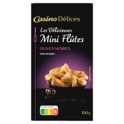 CASINO DÉLICES Mini-flûtes olives noires - 100g