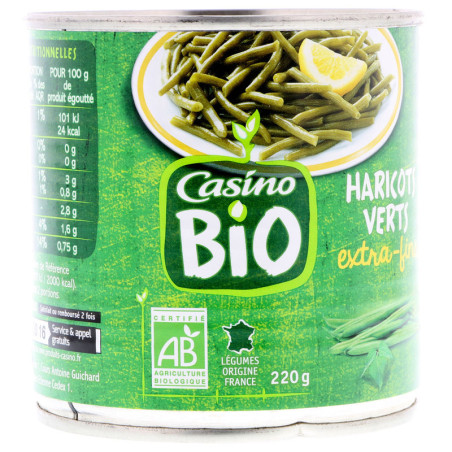 Haricots verts extra fins Bio - 220g
