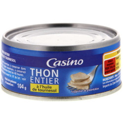 CASINO Thon entier à l'huile de tournesol - 160g