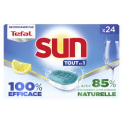 SUN Tabs lave-vaisselle tout en 1 citron x24 - 396g